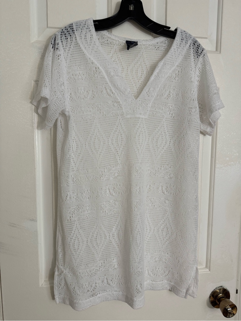 Faded Glory White Crochet Swim Coverup Tunic